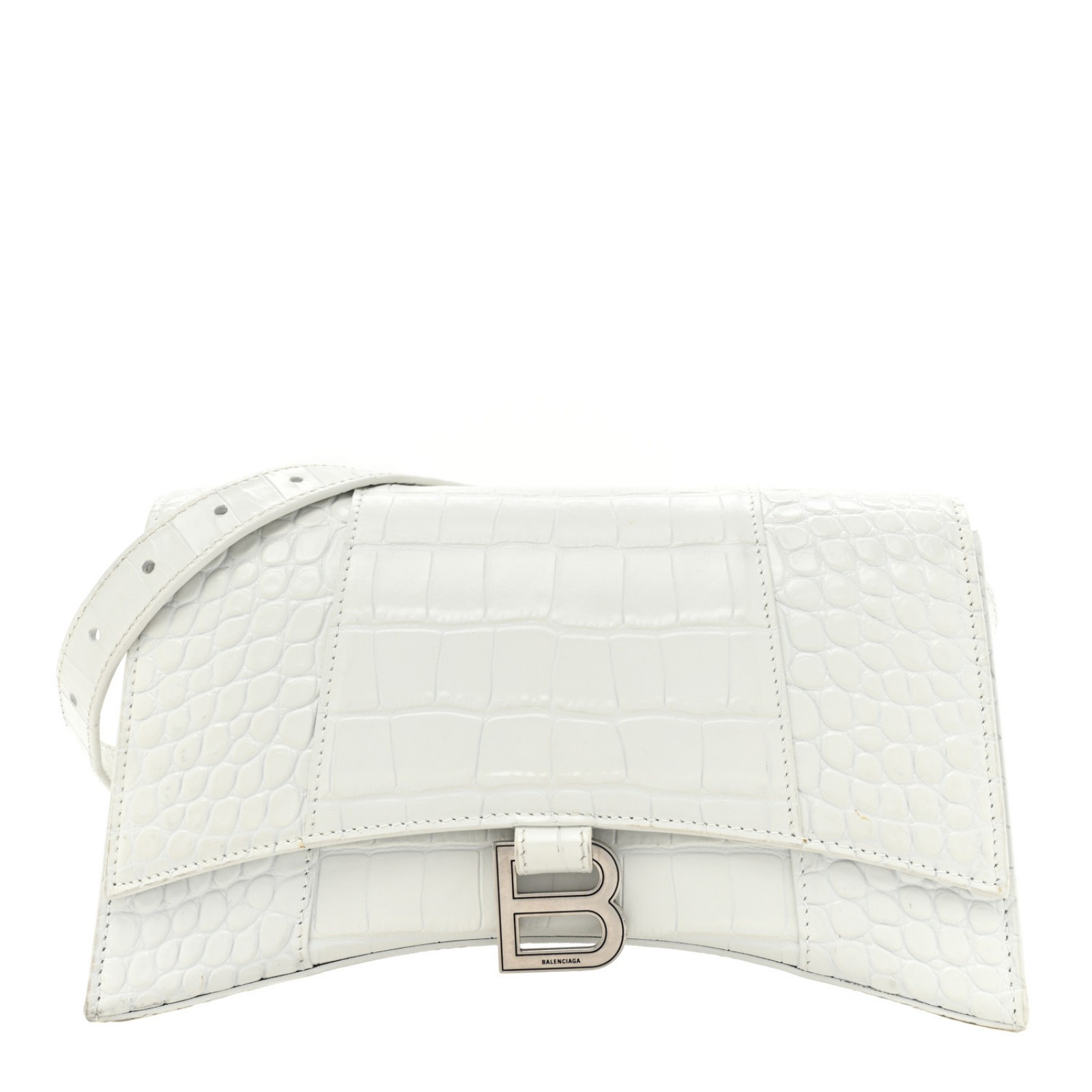 HOURGLASS WALLET ON CHAIN CROCODILE EMBOSSED