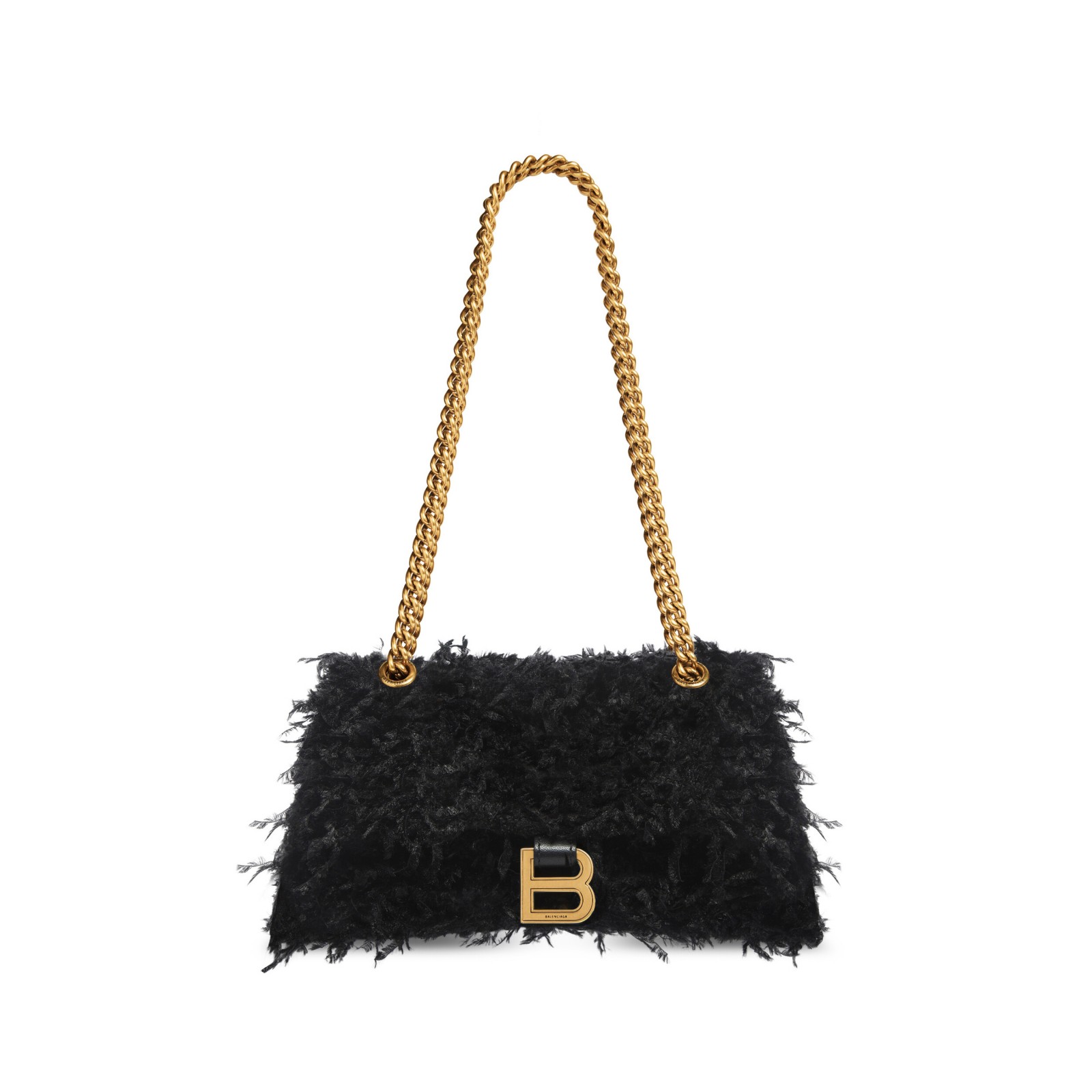 CRUSH SMALL CHAIN BAG WITH FRABRIC FEATHERS