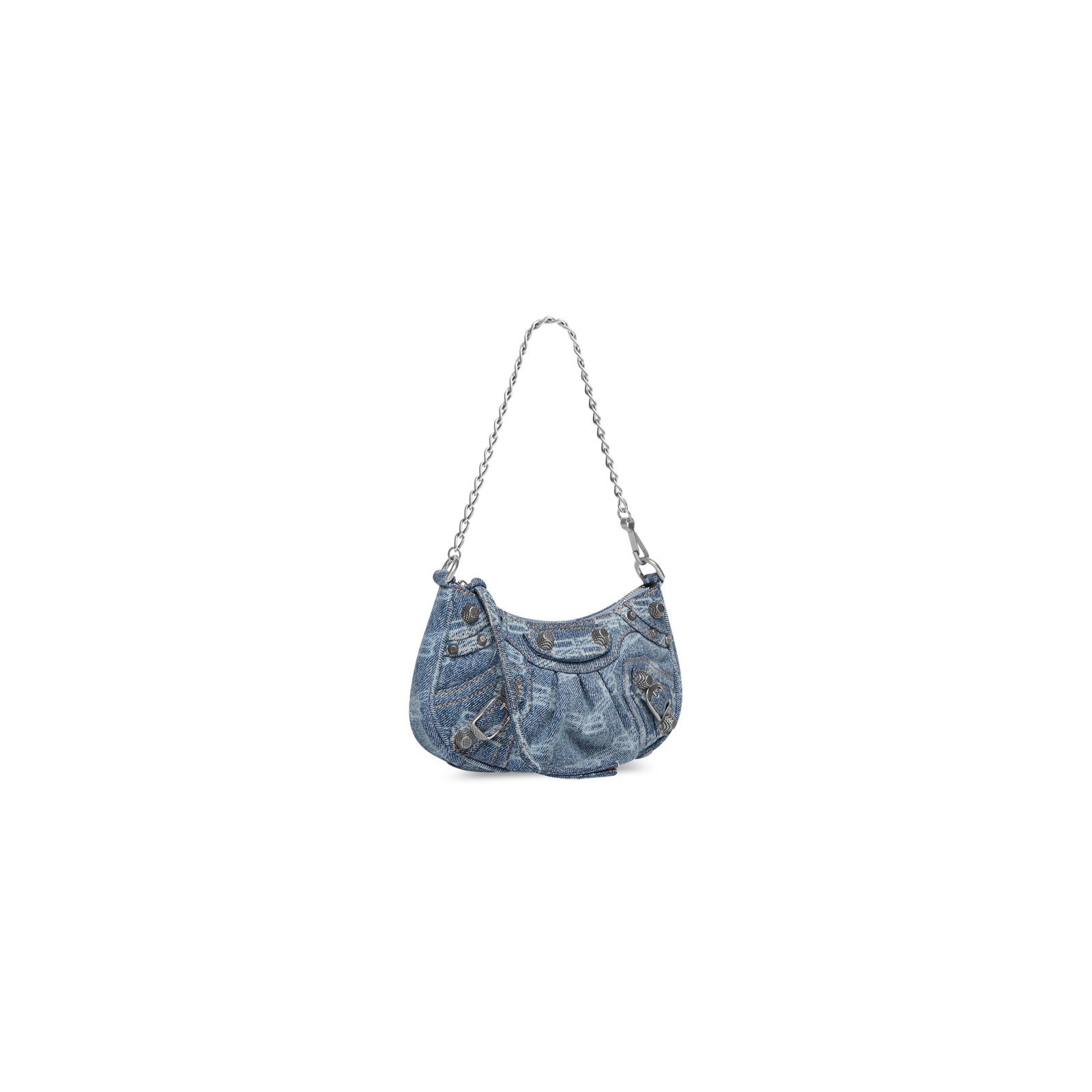 LE CAGOLE MINI BAG WITH CHAIN BB MONOGRAM BLEACHED DENIM