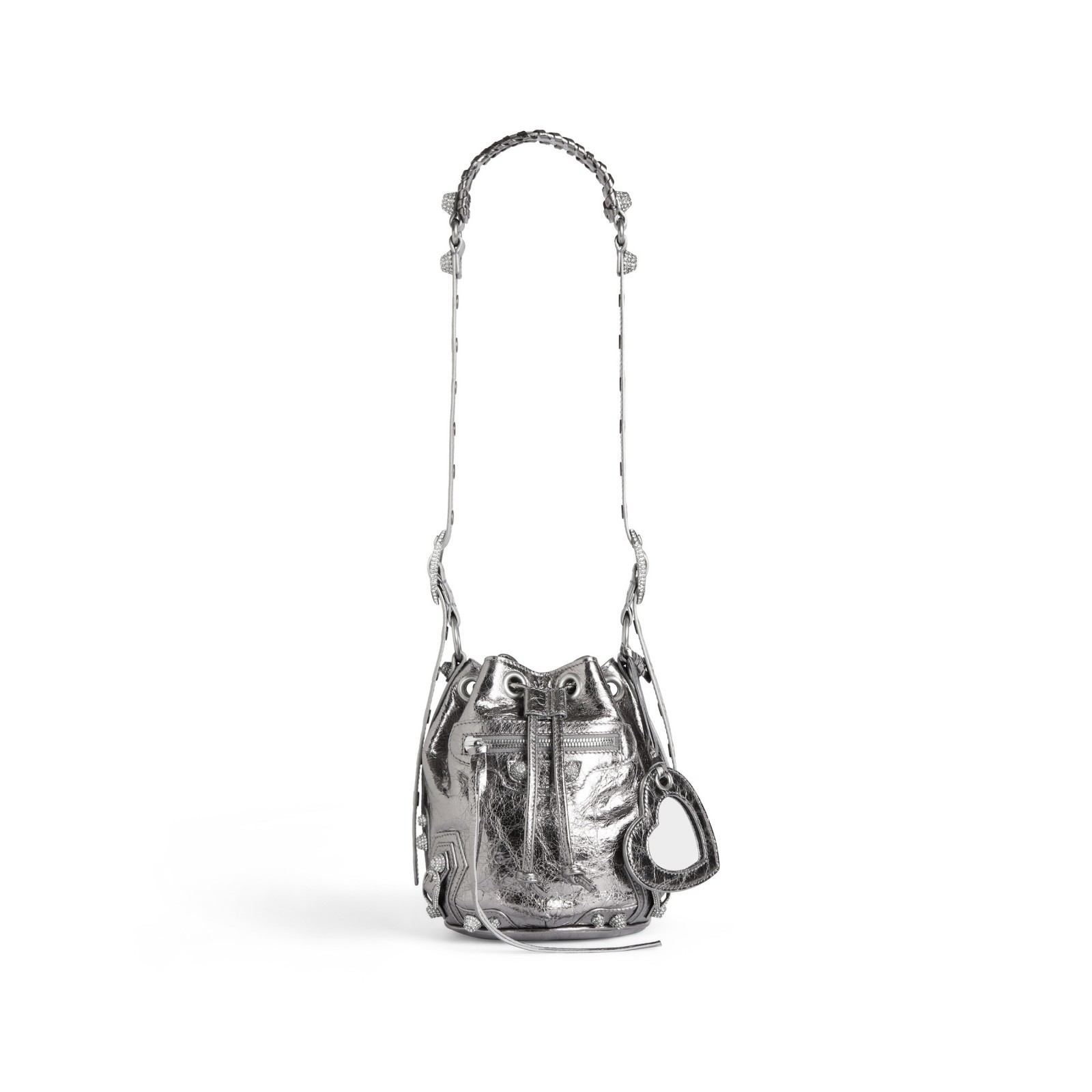 LE CAGOLE XS BUCKET BAG METALLIZED WITH RHINESTONES