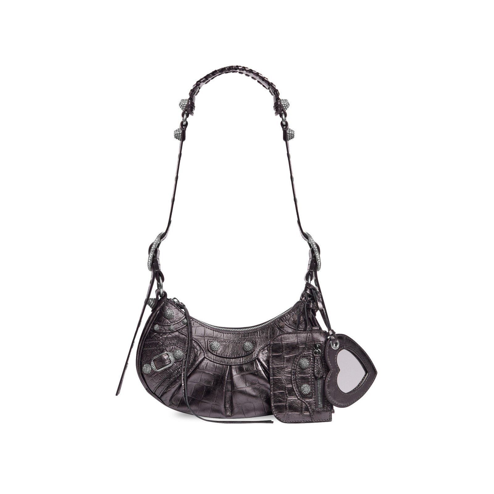 LE CAGOLE XS SHOULDER BAG CROCODILE EMBOSSED WITH RHINESTONES