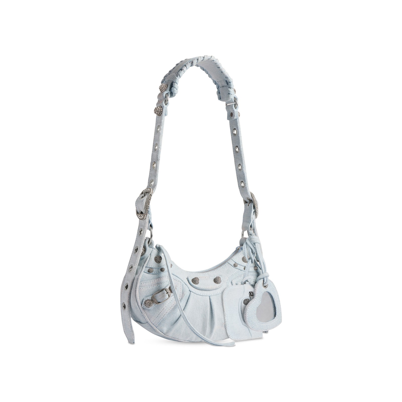 LE CAGOLE XS SHOULDER BAG DENIM WITH RHINESTONES