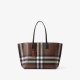 Check and Leather Medium Tote