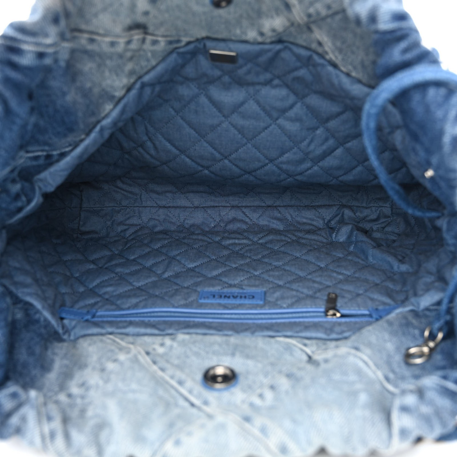 Denim Quilted Chanel 22 Small Bag