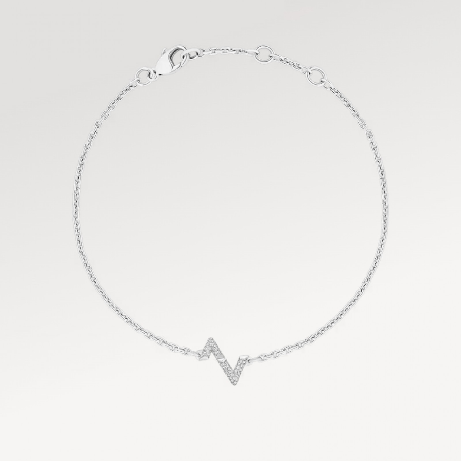 LV Volt Upside Down Chain Bracelet, White Gold And Diamonds