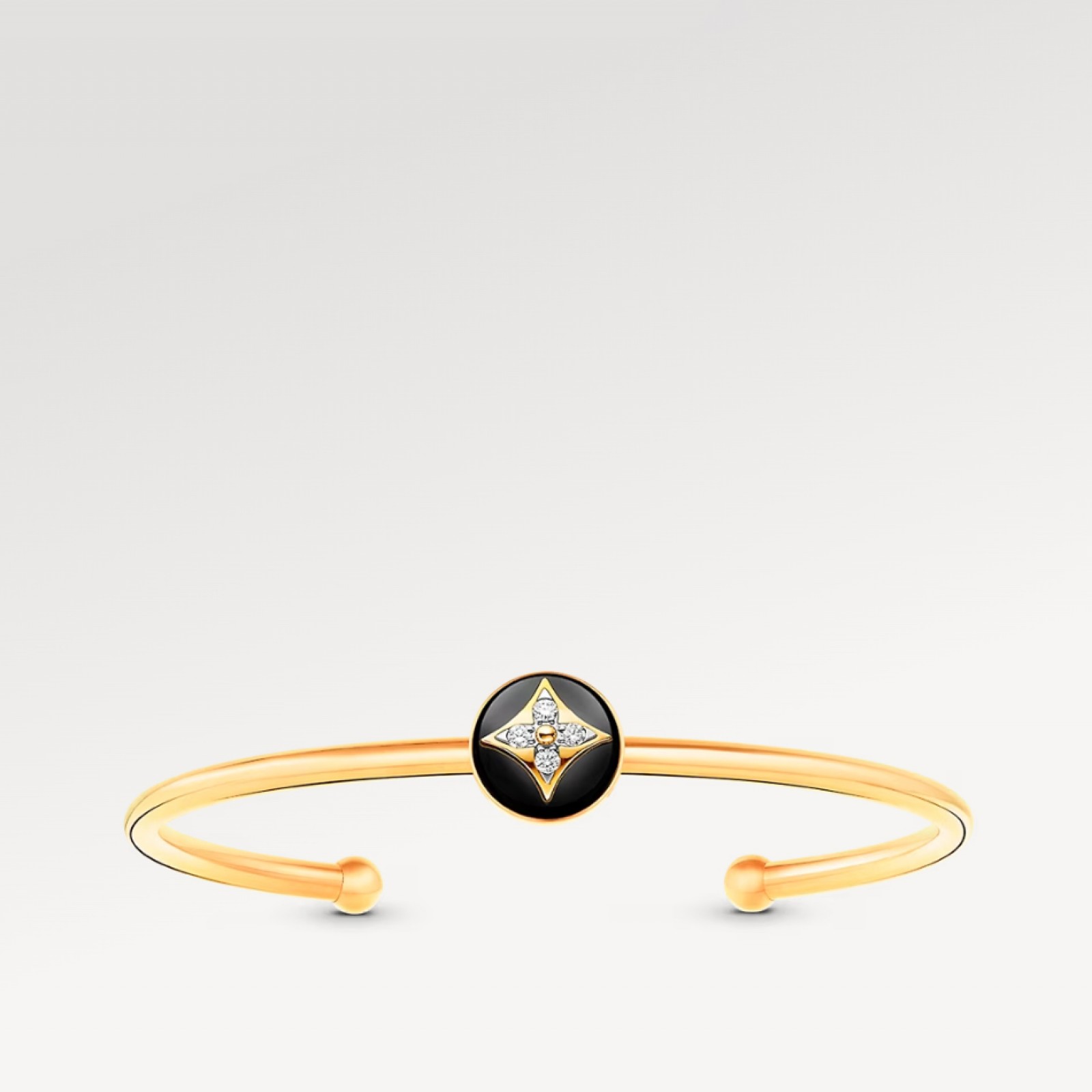 Color Blossom Open Bangle, Yellow Gold, White Gold, Onyx And Diamonds
