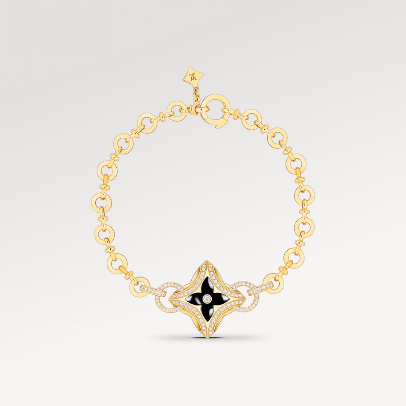 Ever Blossom Bracelet, Yellow Gold, Onyx & Diamonds