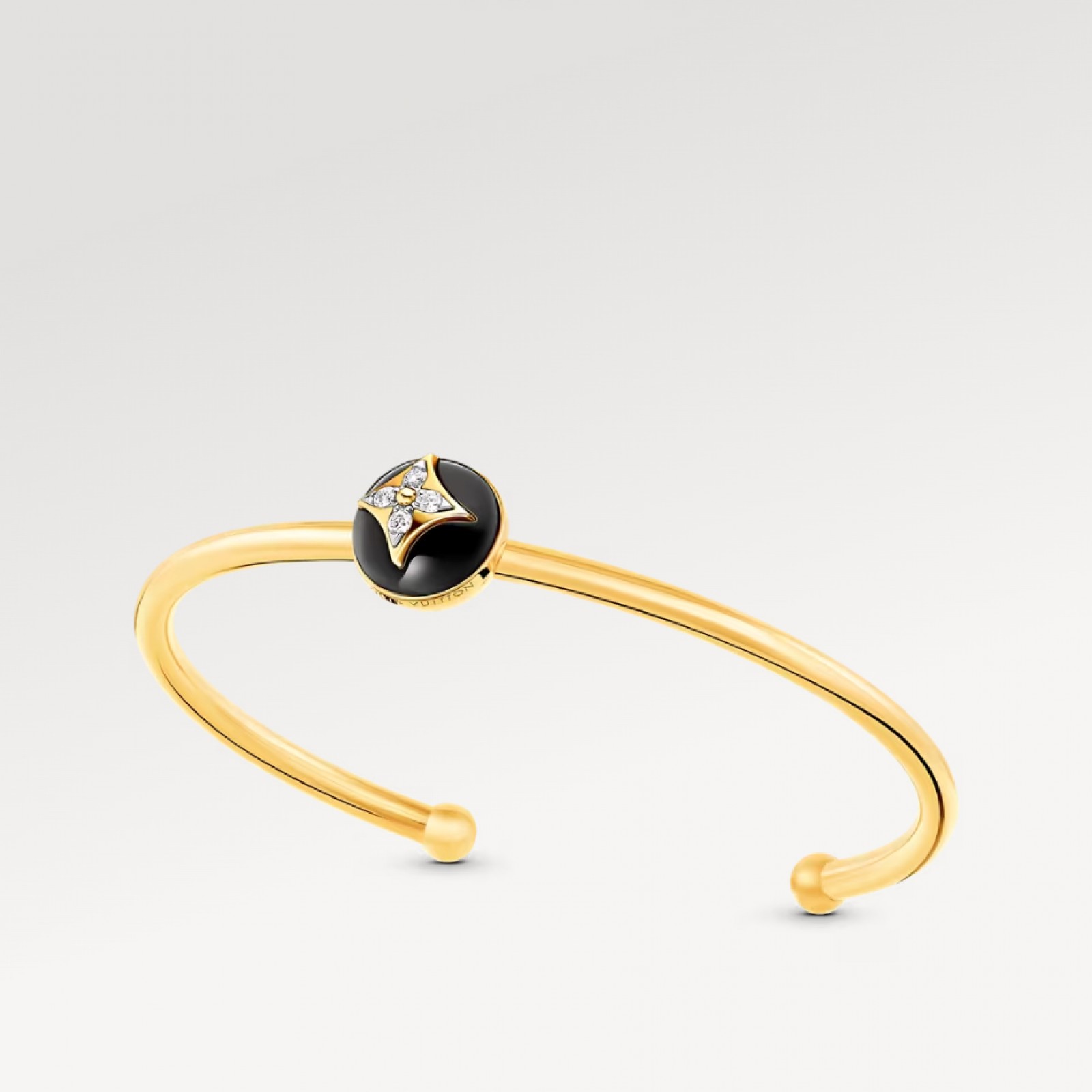 Color Blossom Open Bangle, Yellow Gold, White Gold, Onyx And Diamonds