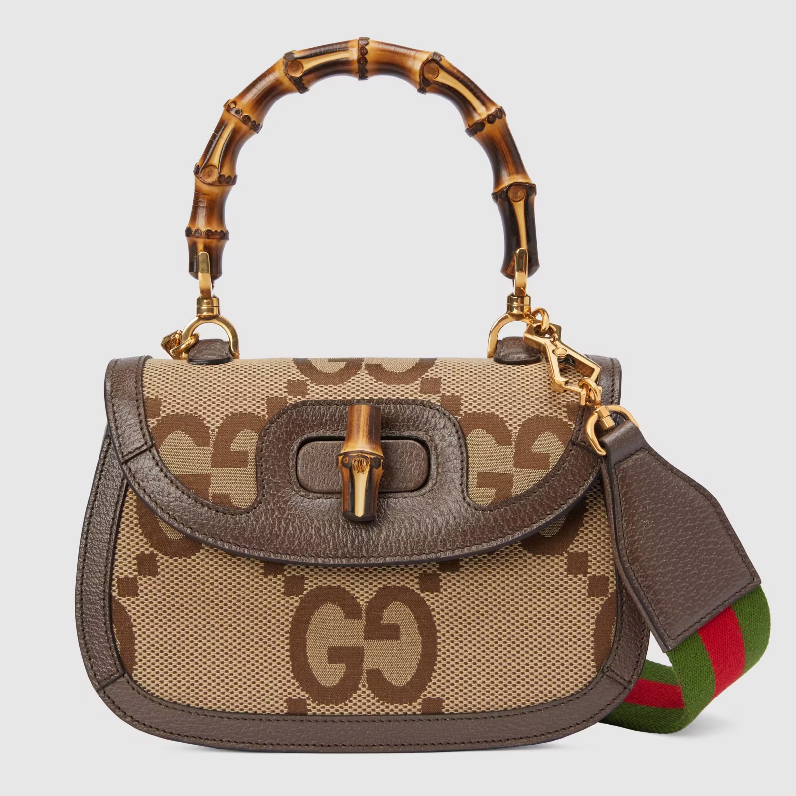 GUCCI BAMBOO 1947 JUMBO GG SMALL TOP HANDLE BAG