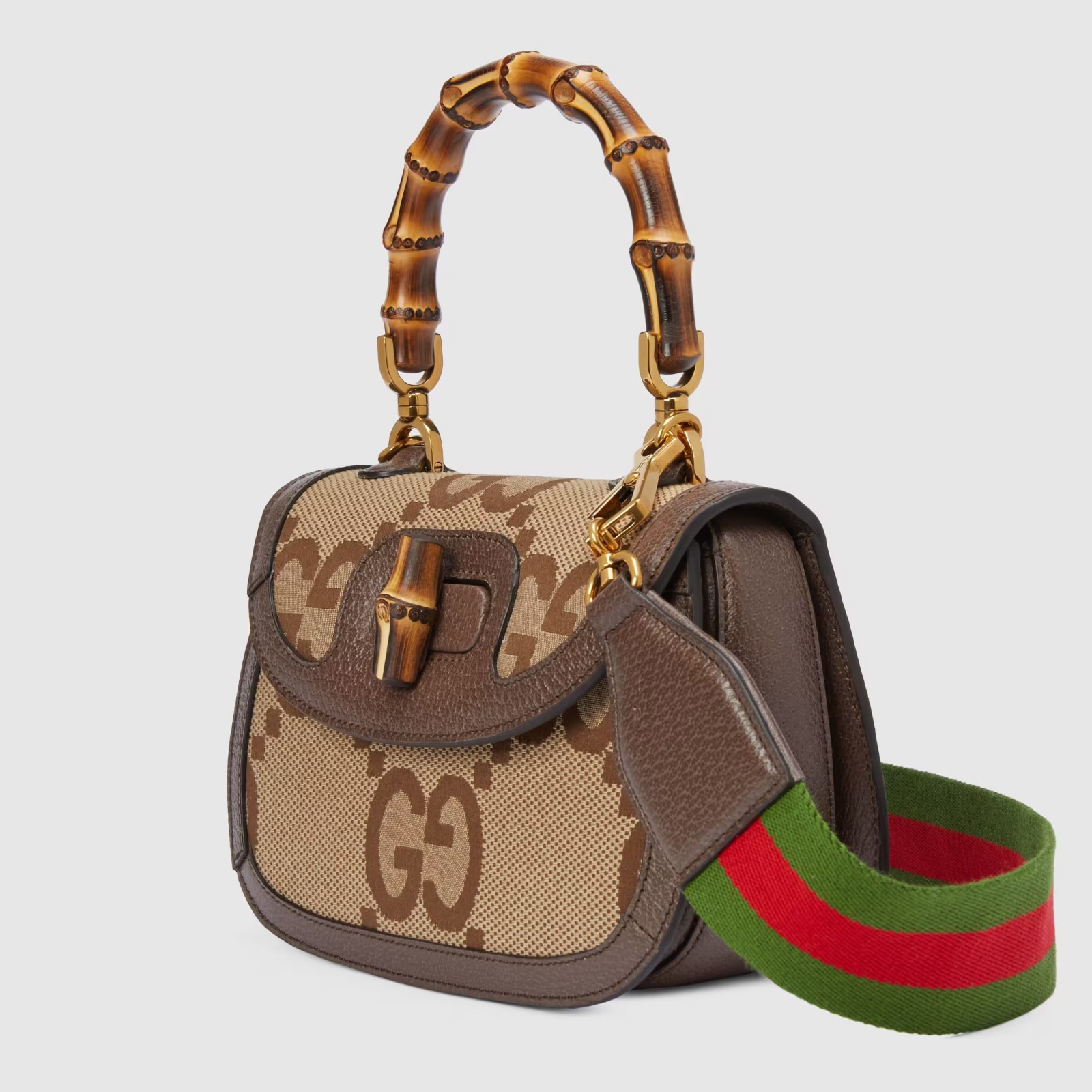 GUCCI BAMBOO 1947 JUMBO GG SMALL TOP HANDLE BAG