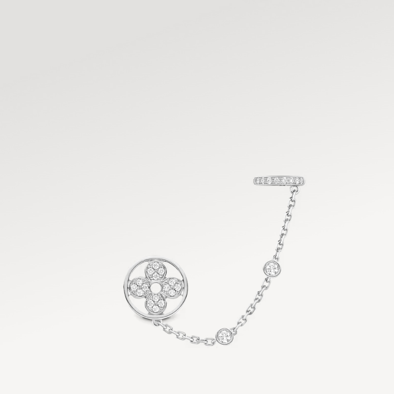 Idylle Blossom Mono Chain Earring, White Gold And Diamonds - Per Unit