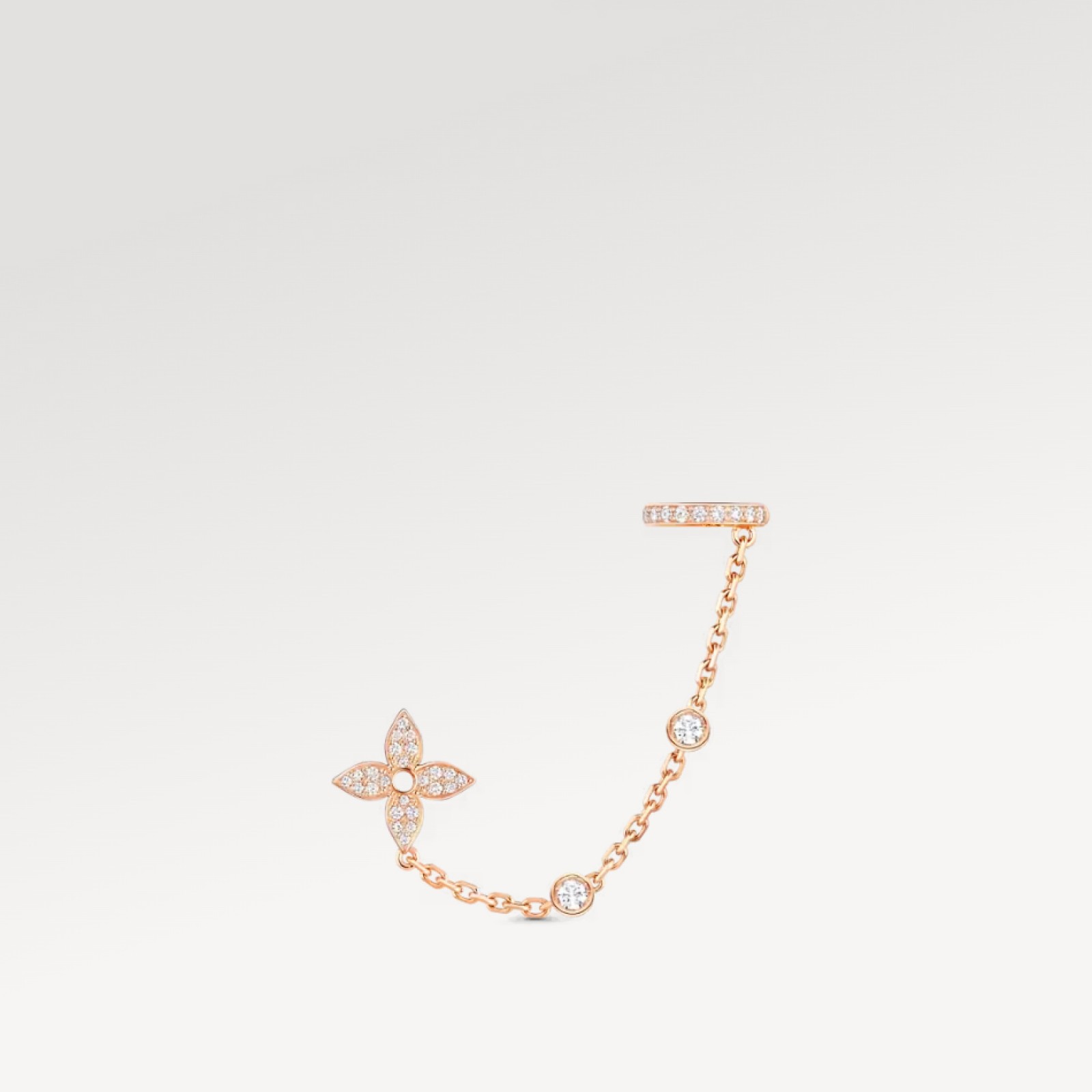 Idylle Blossom Mono Chain Earrings, Pink Gold And Diamonds - Per Unit
