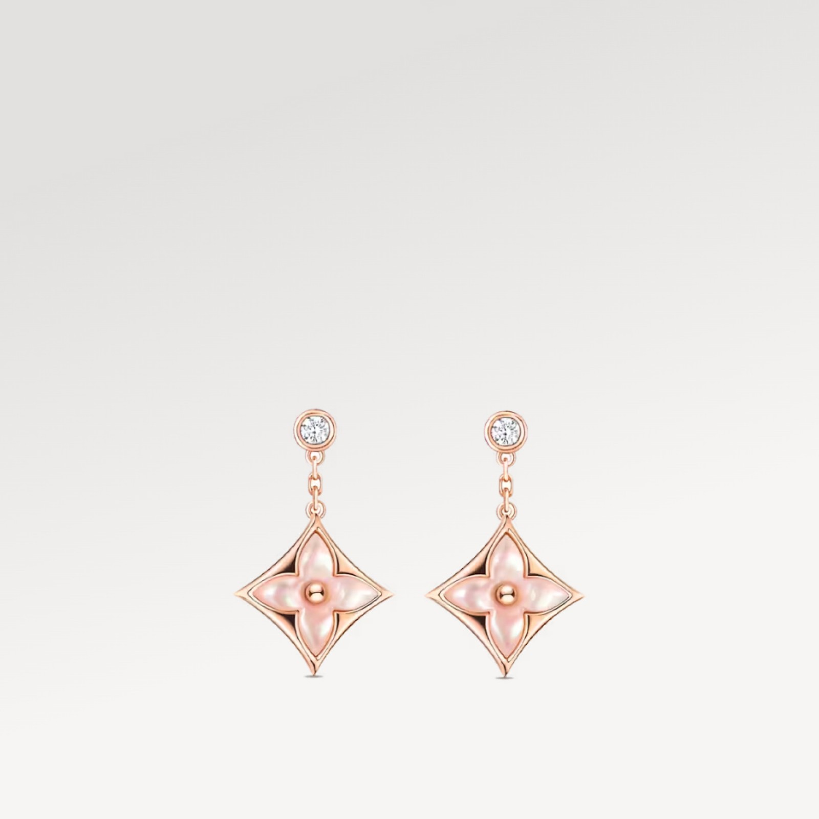 Color Blossom BB Star Ear Studs, Pink gold, pink Mother of pearl and diamonds