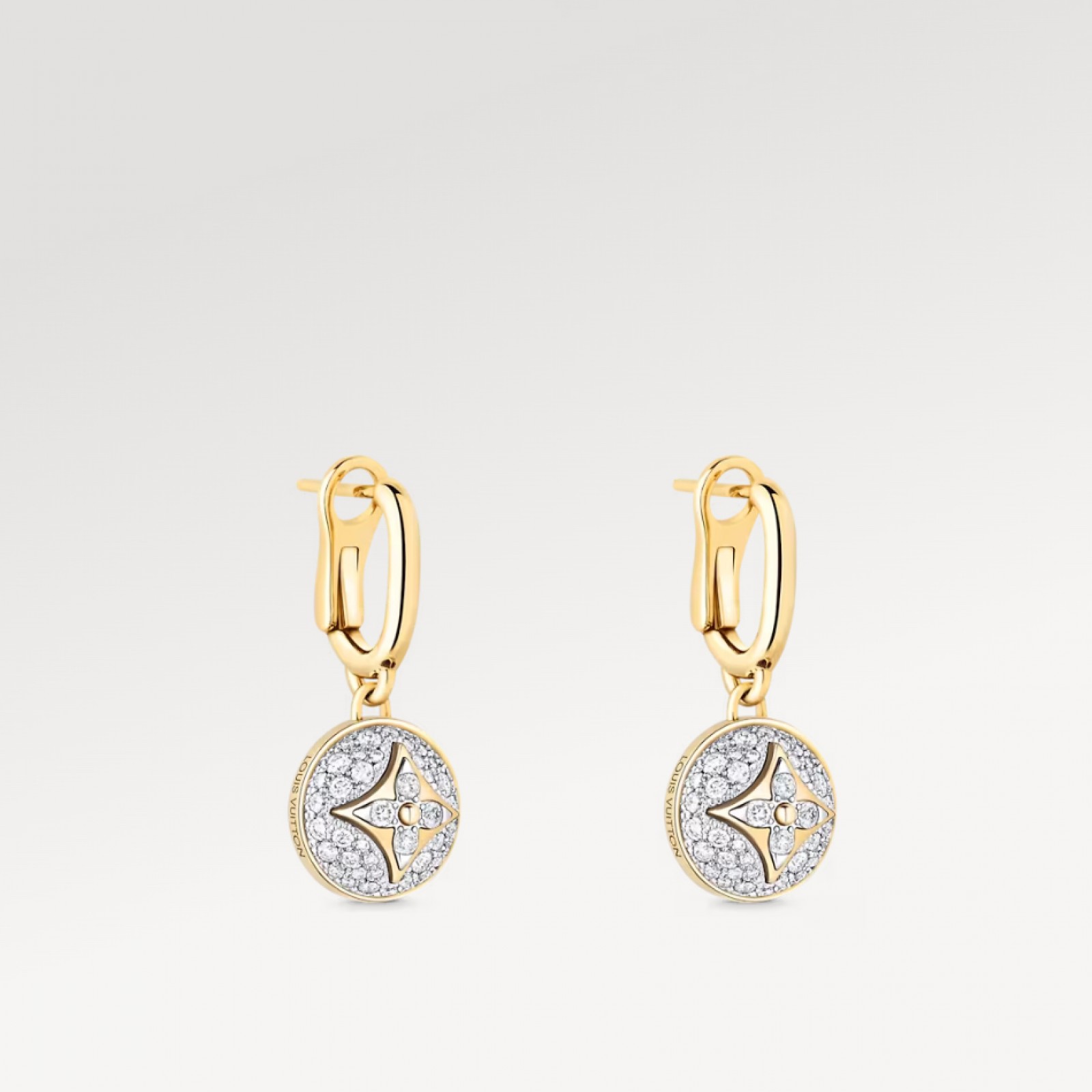 Color Blossom Earrings, Yellow Gold, White Gold And Pavé Diamond