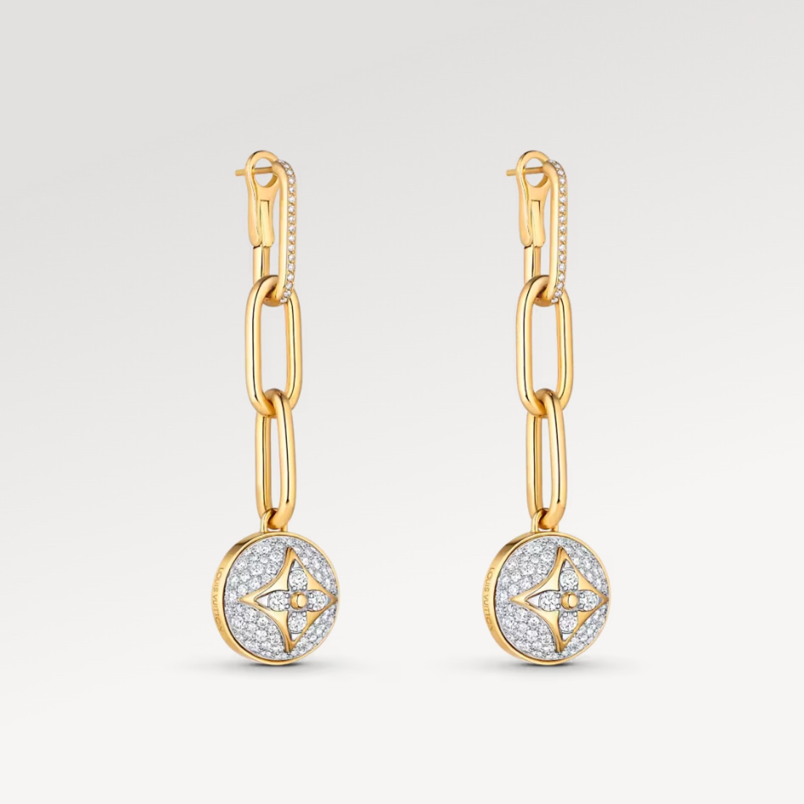 Color Blossom Earrings Yellow Gold, White Gold And Pavé Diamond