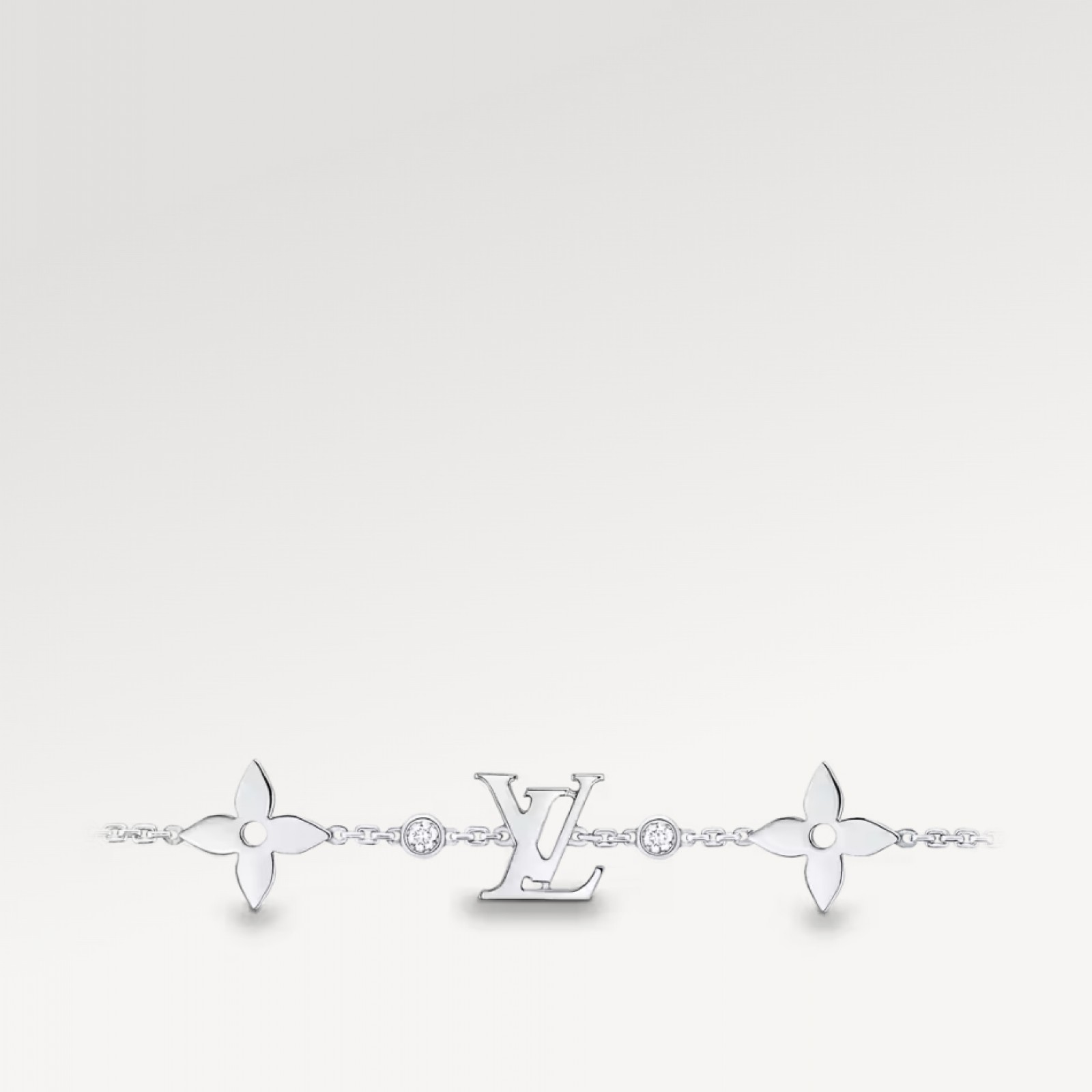 IDYLLE BLOSSOM MONOGRAM BRACELET, WHITE GOLD AND DIAMONDS