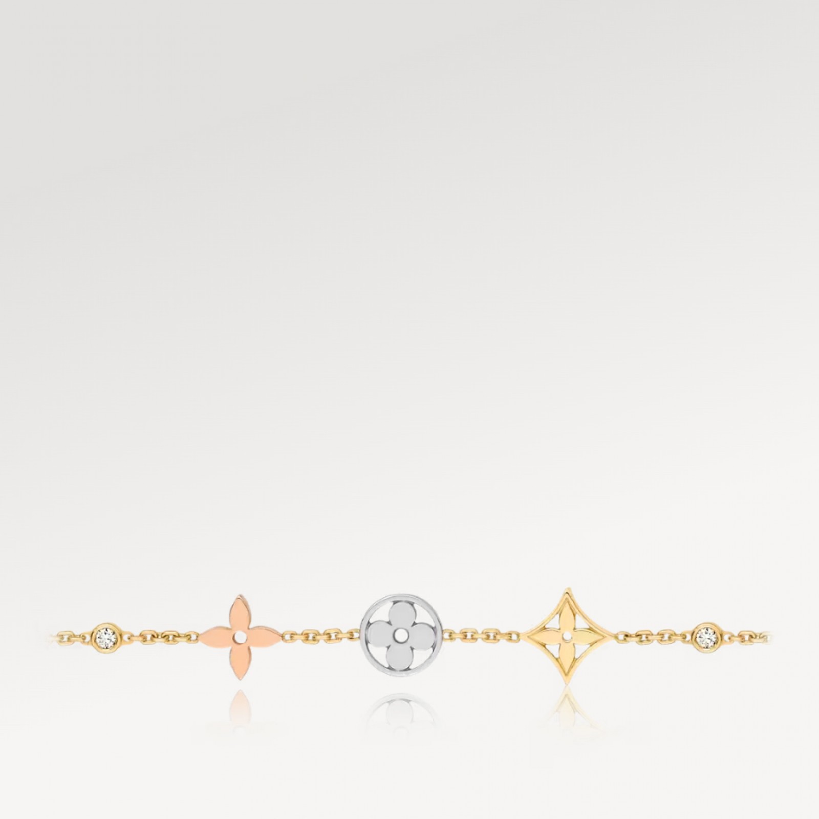 Idylle Blossom bracelet, 3 golds and diamonds