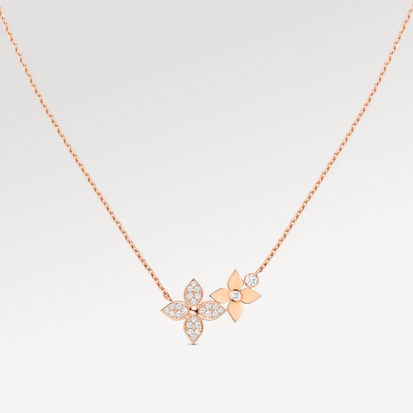 Idylle Blossom Necklace, Pink Gold and Diamonds