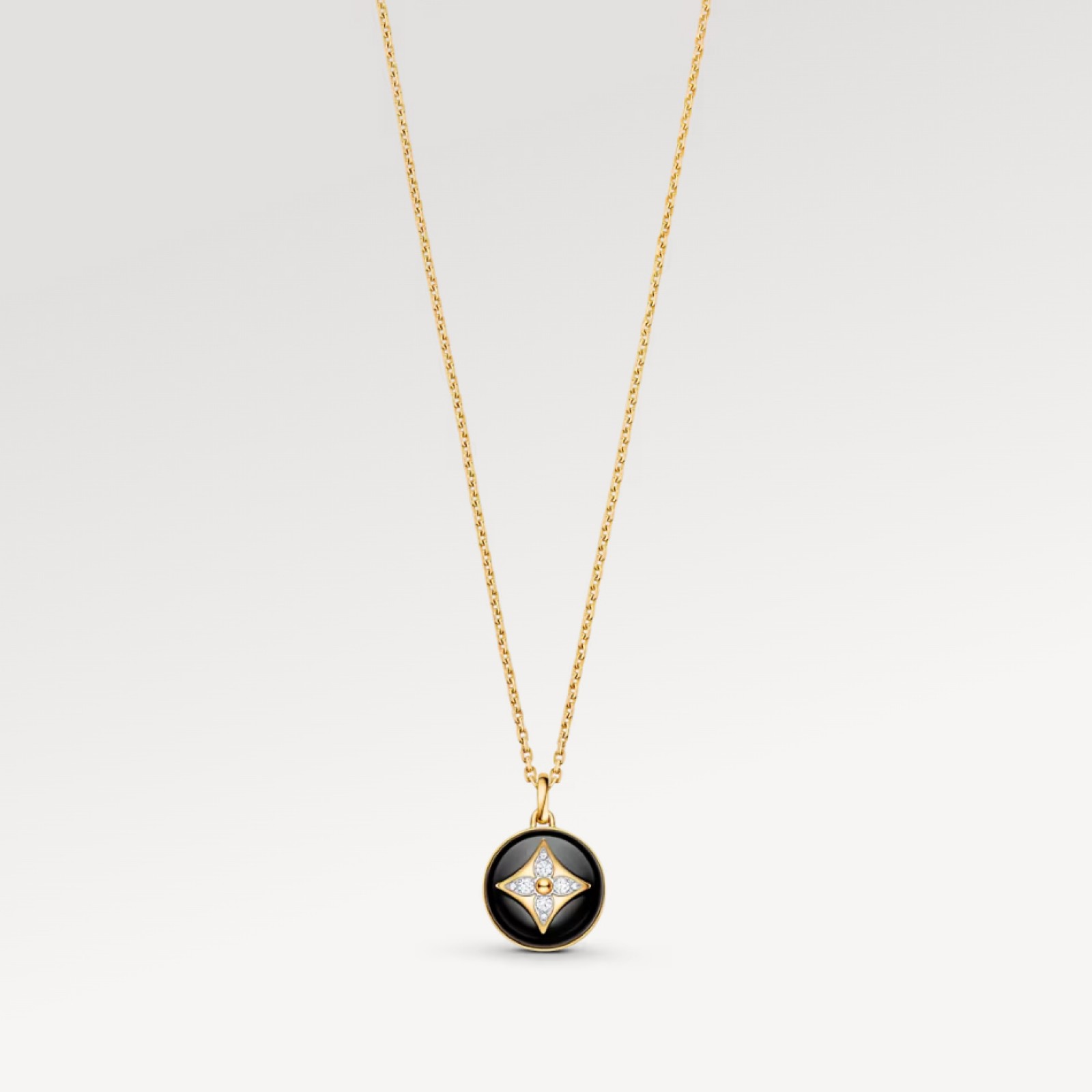 Color Blossom Medallion, Yellow Gold, White Gold, Onyx And Diamonds
