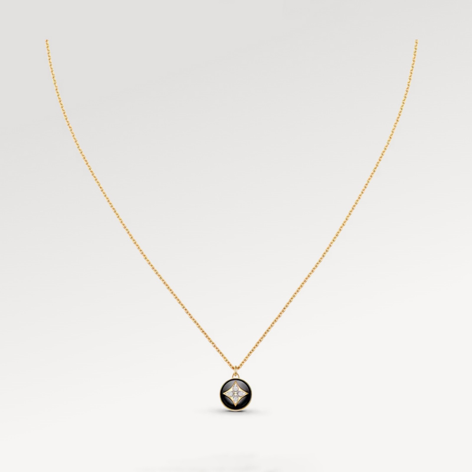 Color Blossom Pendant, Yellow Gold, White Gold, Onyx And Diamonds