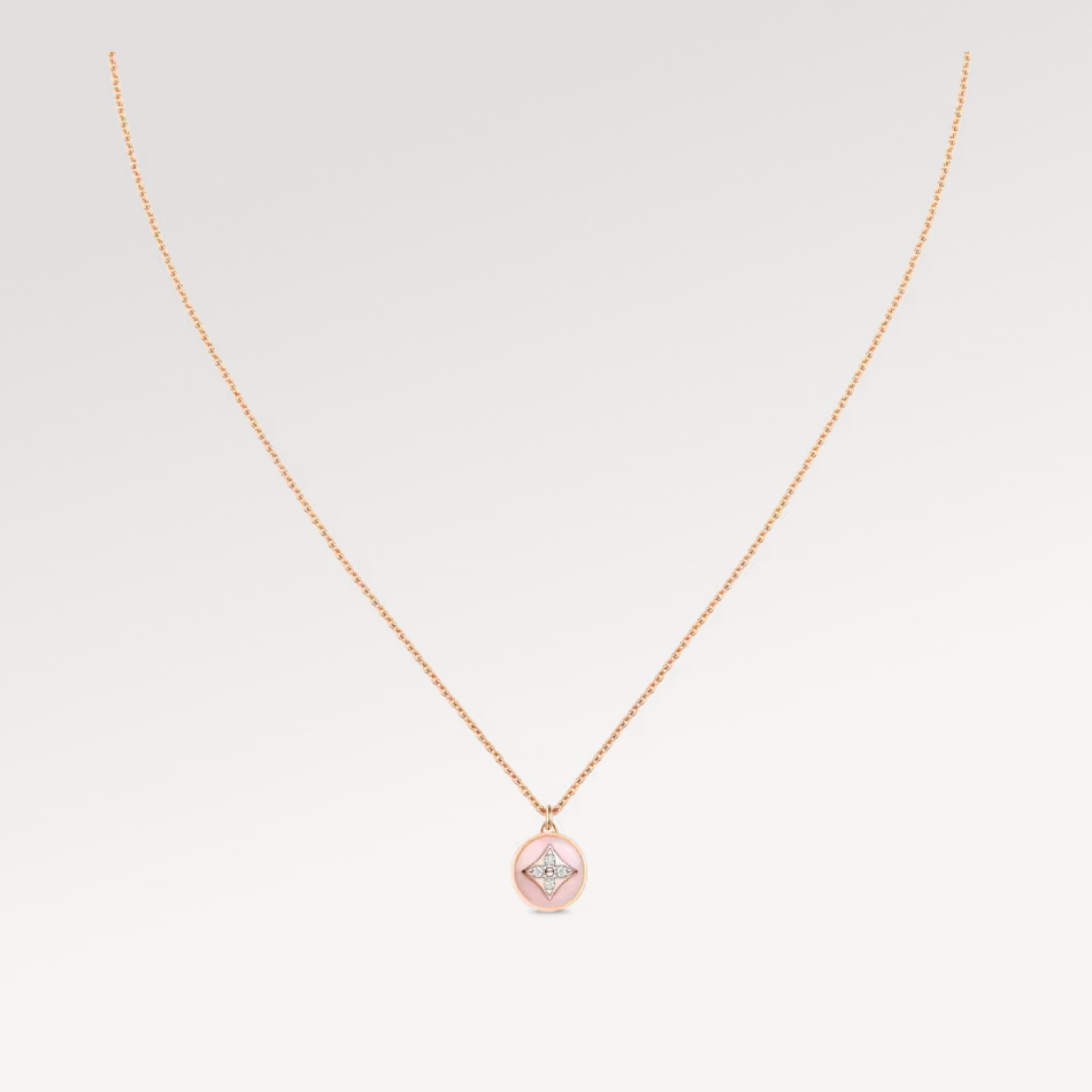 Color Blossom Pendant, Pink Gold, White Gold, Pink Opal And Diamonds