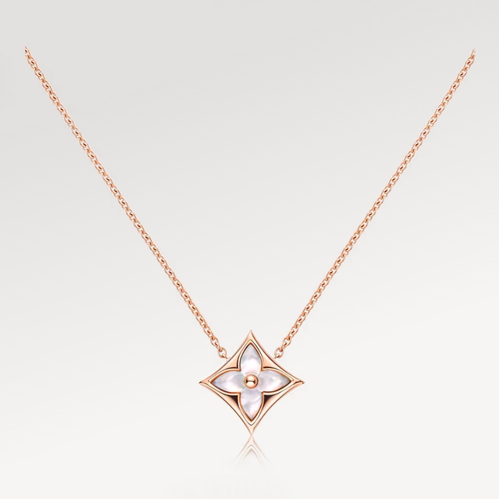 Color Blossom star pendant, pink gold and white mother-of-pearl