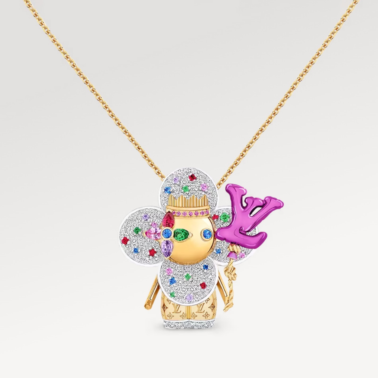 Vivienne Celebration Pendant, Yellow Gold, White Gold, Titanium, Diamonds and Colored Gemstones