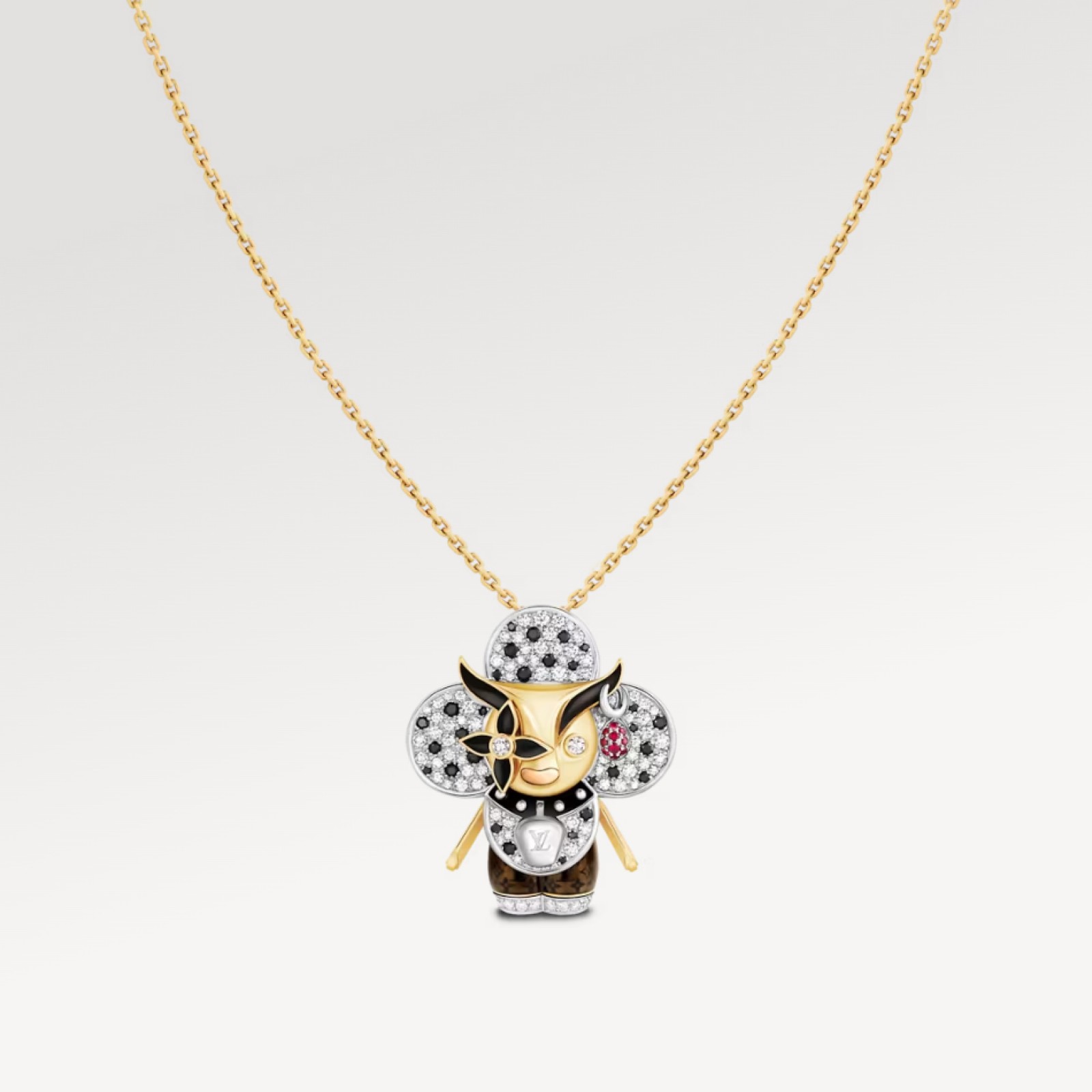 Vivienne Ox Pendant, 3 Golds, Lacquer, Diamonds & Colored Gemstones