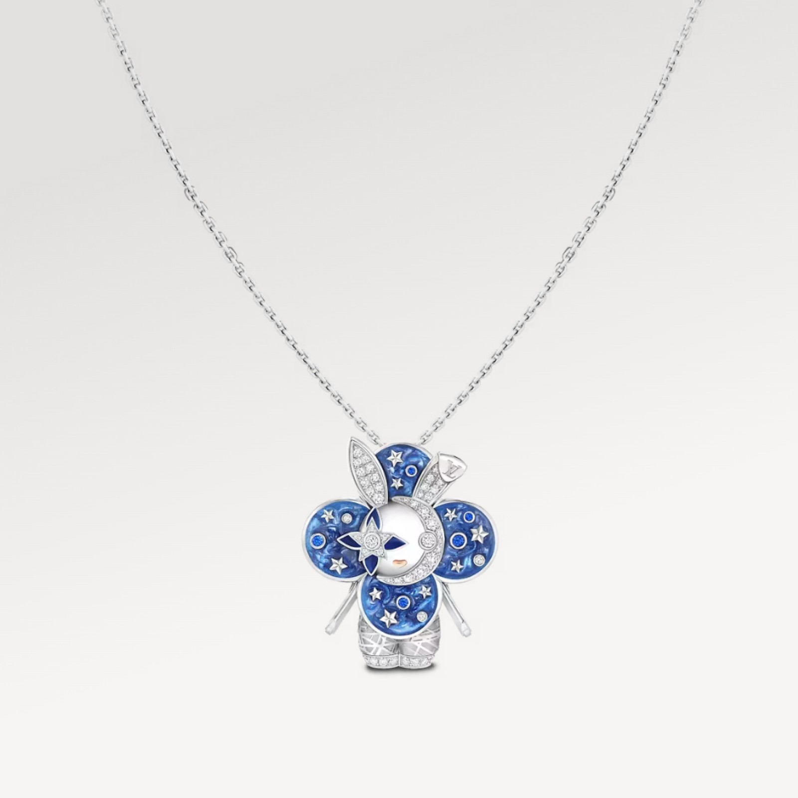 Vivienne Rabbit Pendant, White Gold, Lacquer, Diamonds & Colored Gemstones