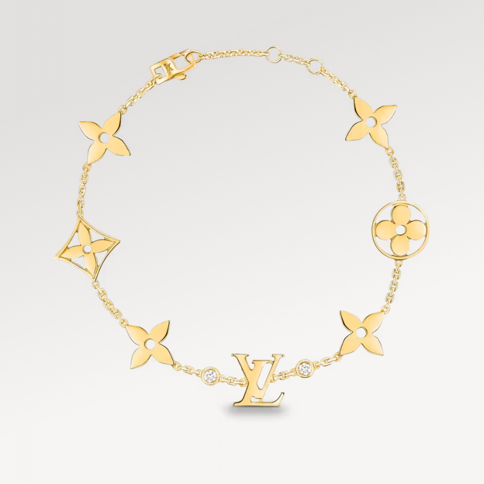 IDYLLE BLOSSOM MONOGRAM BRACELET, YELLOW GOLD AND DIAMONDS