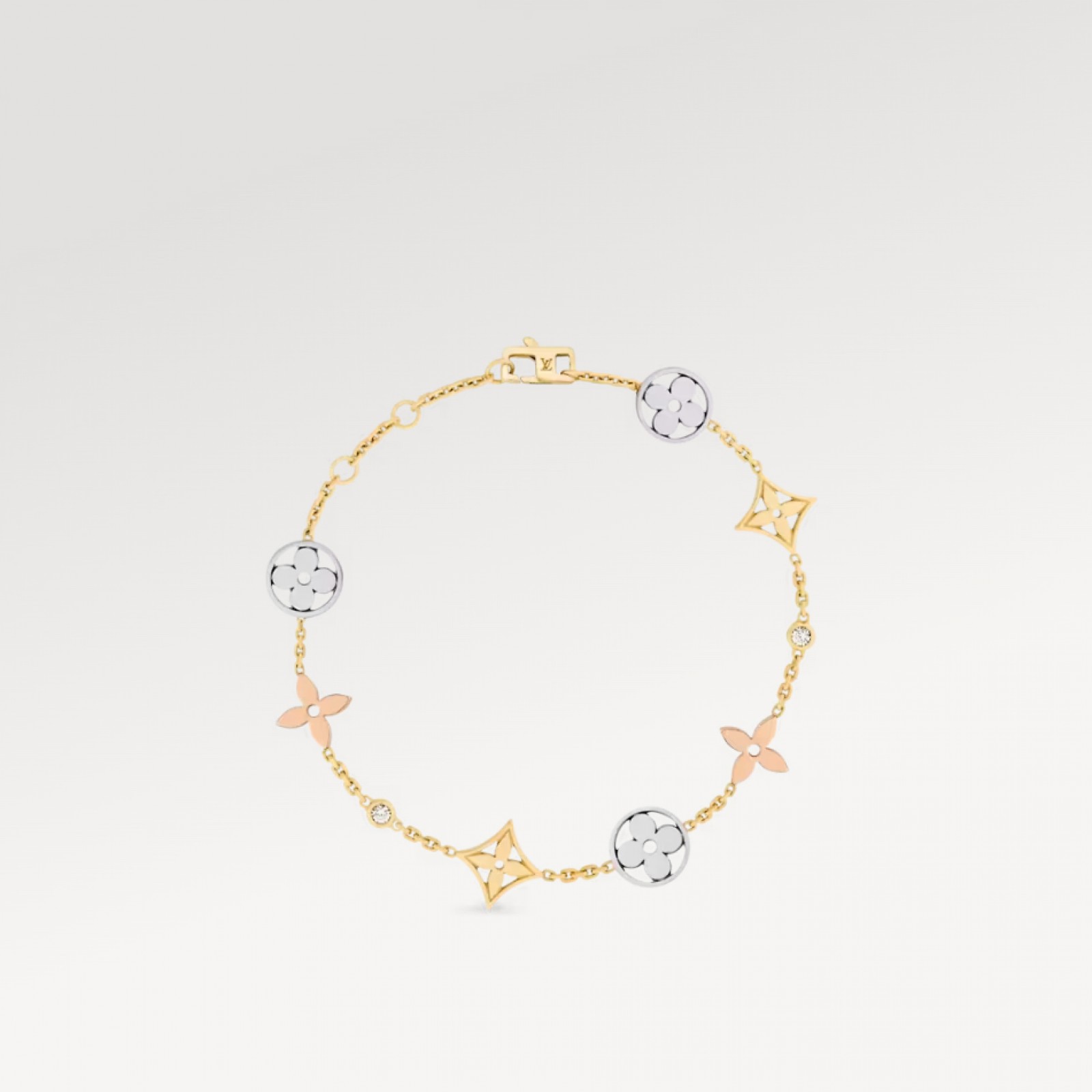 Idylle Blossom bracelet, 3 golds and diamonds