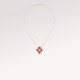 Vivienne pendant, 3 golds, red lacquer & diamonds