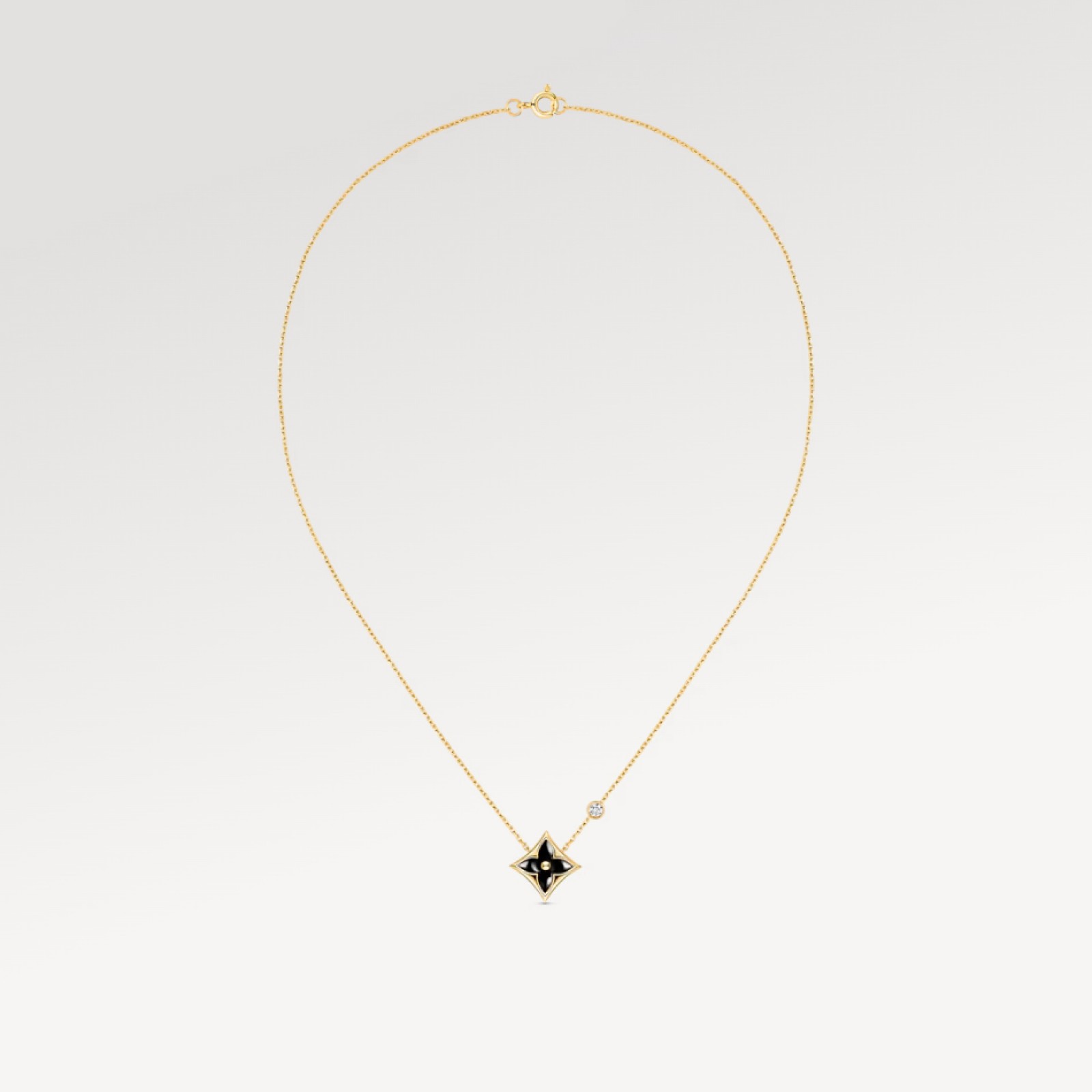 Color Blossom Bb Star Pendant, Yellow Gold, Onyx And Diamond