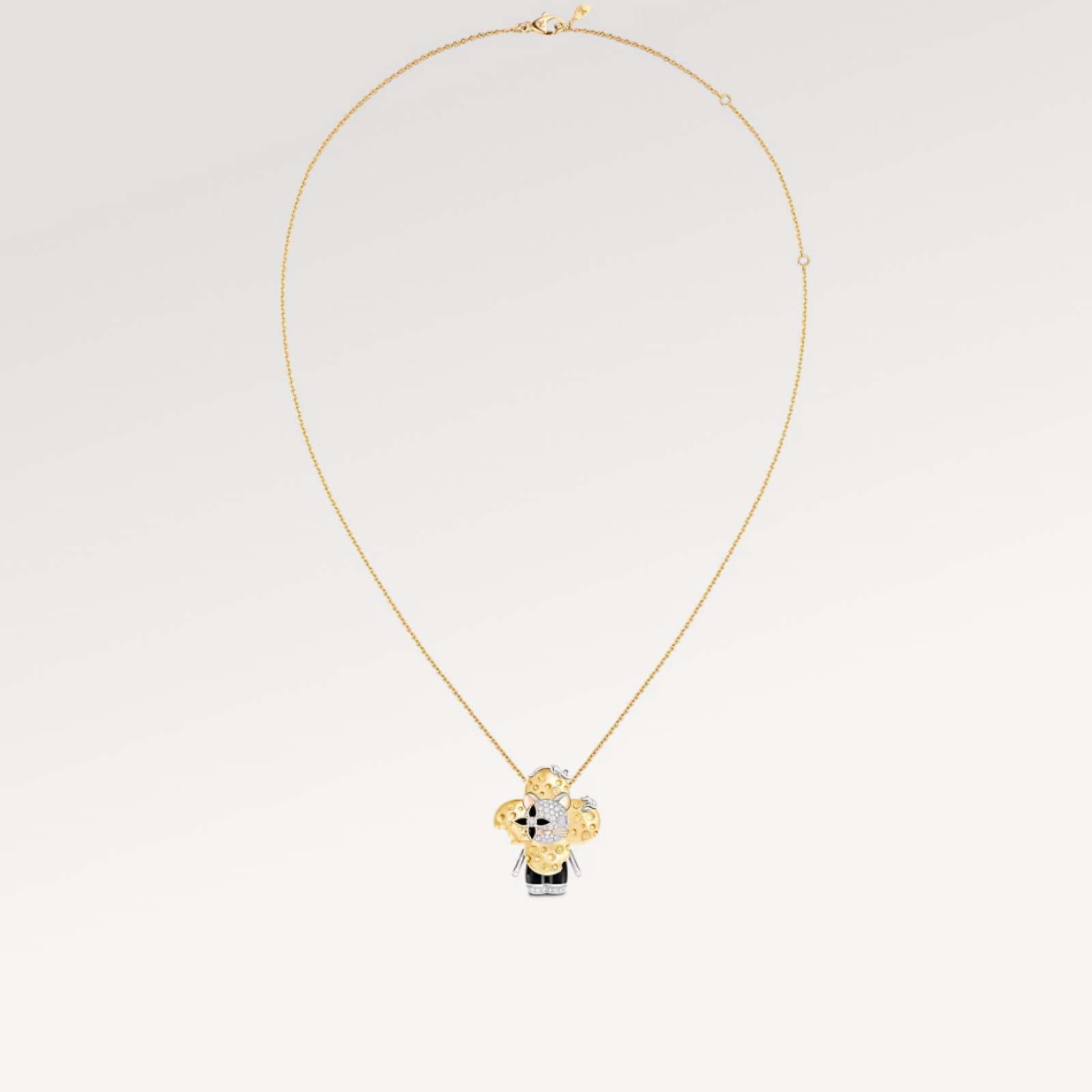 Vivienne Rat Pendant, 3 Golds, Lacquer, Diamonds & Colored Gemstones