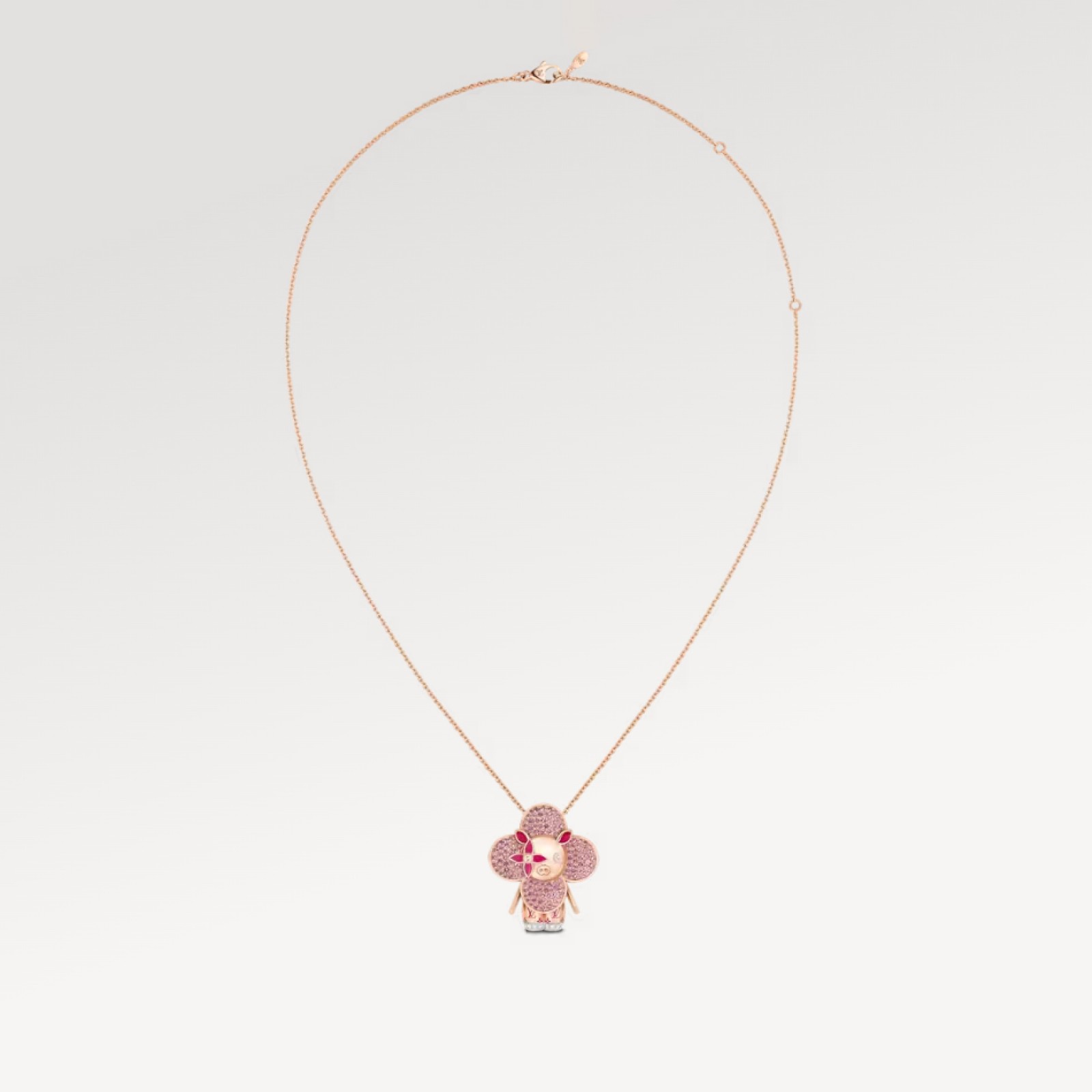 Vivienne Pig Pendant, Pink Gold, Lacquer, Diamonds & Colored Gemstones