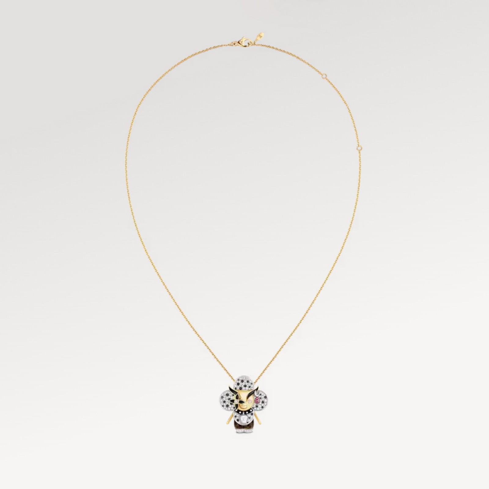 Vivienne Ox Pendant, 3 Golds, Lacquer, Diamonds & Colored Gemstones