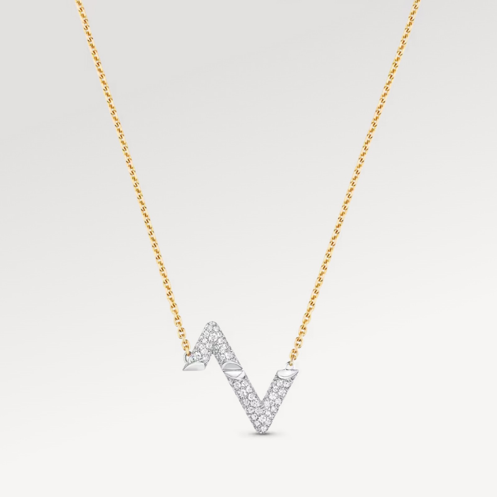 LV Volt Upside Down Pendant, Yellow Gold, White Gold And Diamonds