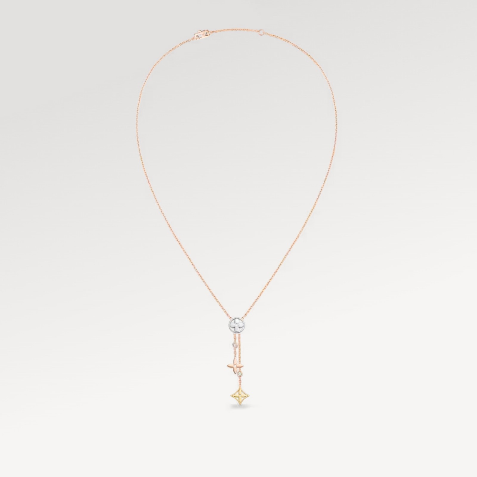 IDYLLE BLOSSOM Y PENDANT, 3 GOLDS AND DIAMONDS