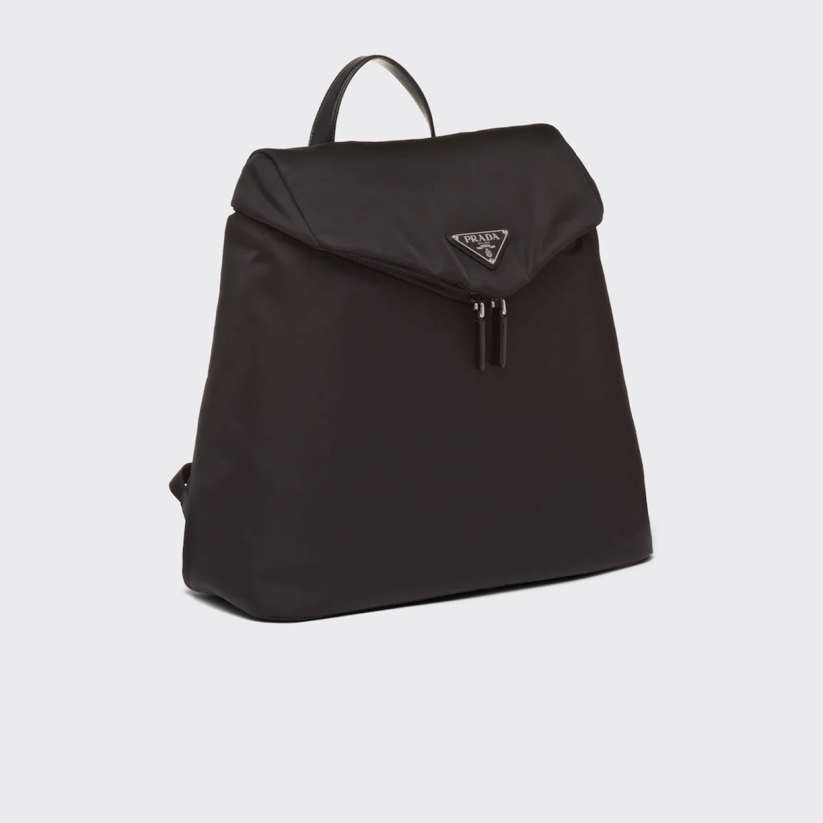Re-Nylon and leather backpack