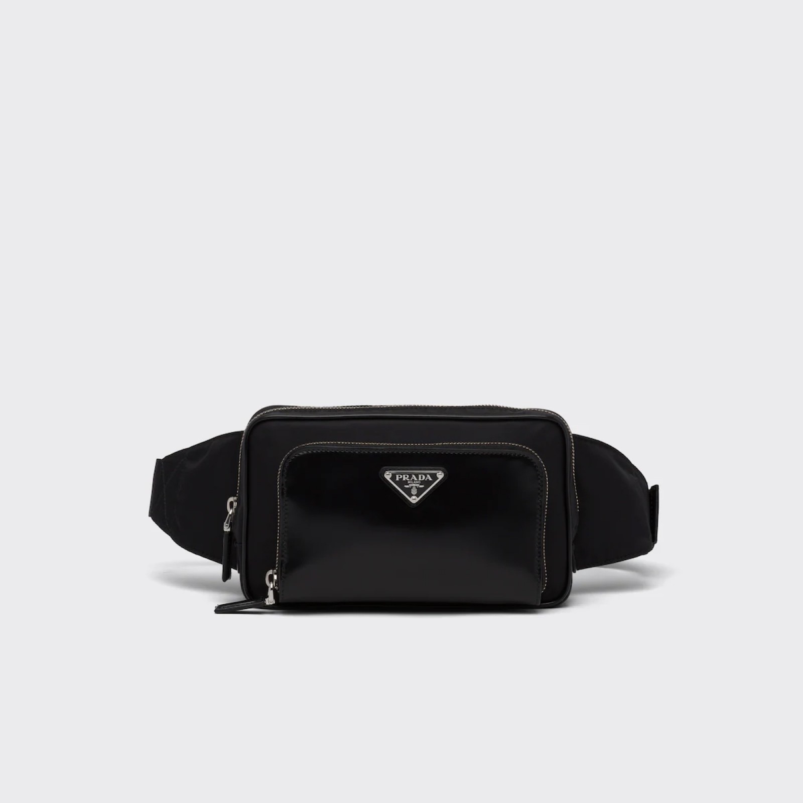 Re-Nylon and brushed leather belt bag