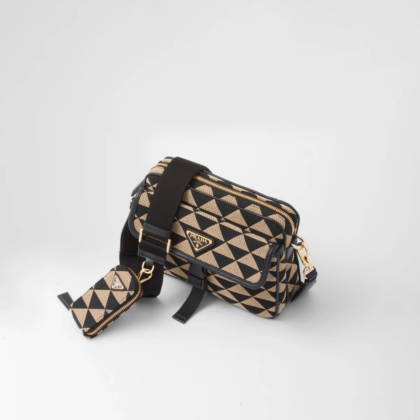 Prada Symbole embroidered fabric bag