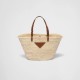Woven palmito and leather tote bag