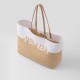 Raffia and leather tote bag