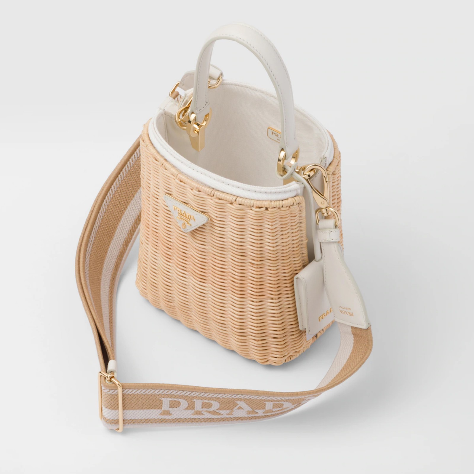 Prada Panier wicker and canvas bag