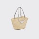 Woven Palm and Leather Tote