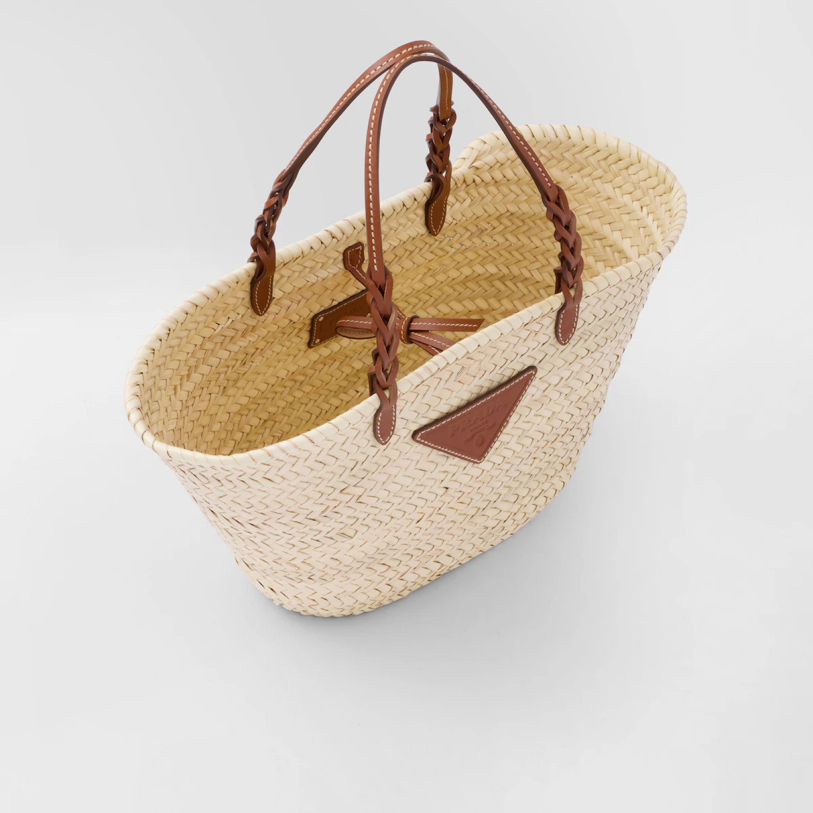 Woven Palm and Leather Tote