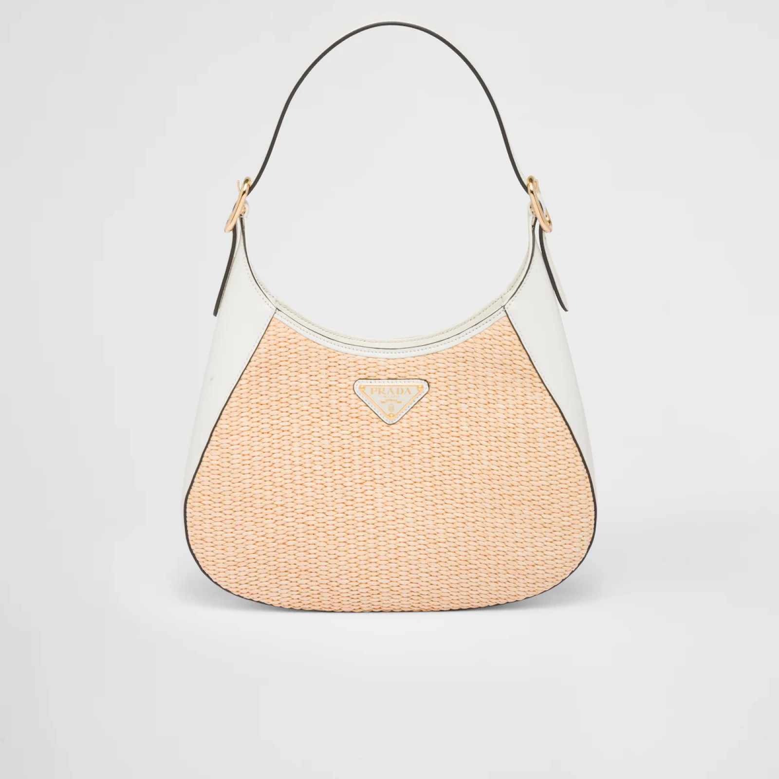 Fabric and leather shoulder bag