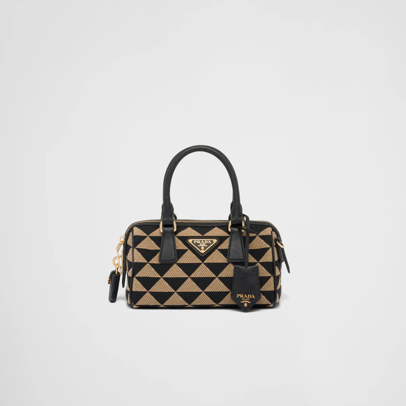 Prada Symbole embroidered fabric top-handle bag