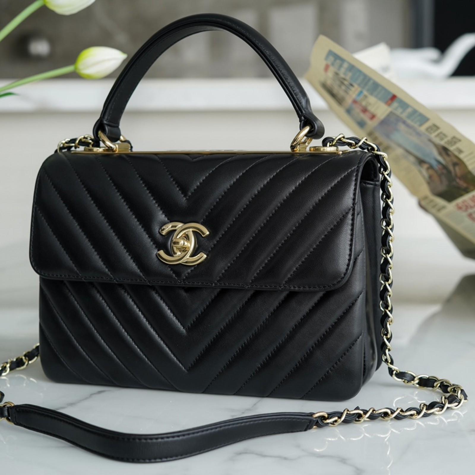 CHANEL SMALL  HANDLE FLAP BAG