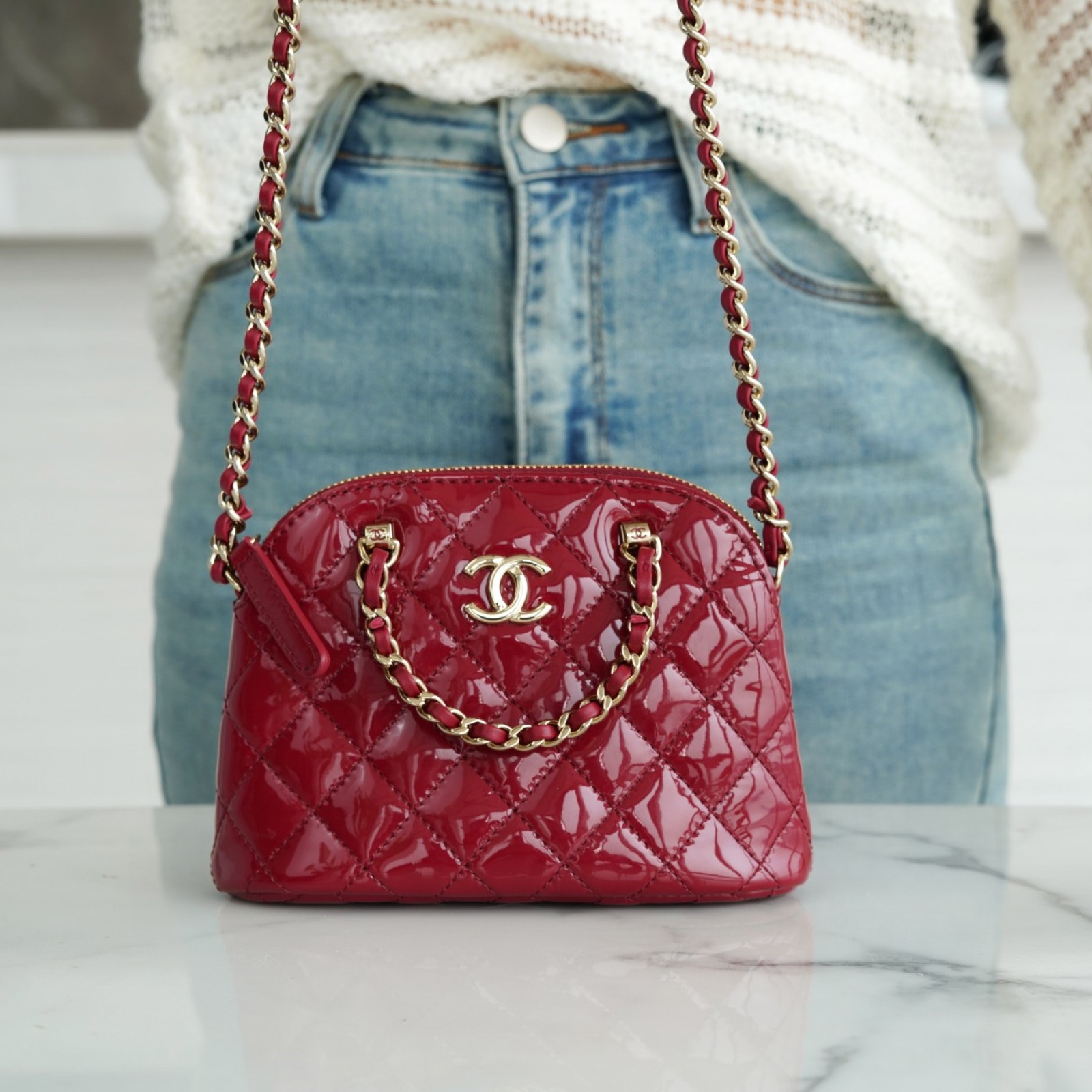 CHANEL SHINY COCO CLUTCH WITH CHAIN BAG